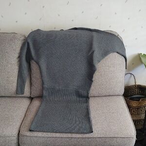 White House Black Market Charcoal Ribbed Sweater Dress